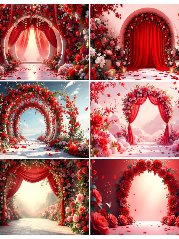 Flowers Arch Photo Backdrops – 40 Digital AI Backgrounds