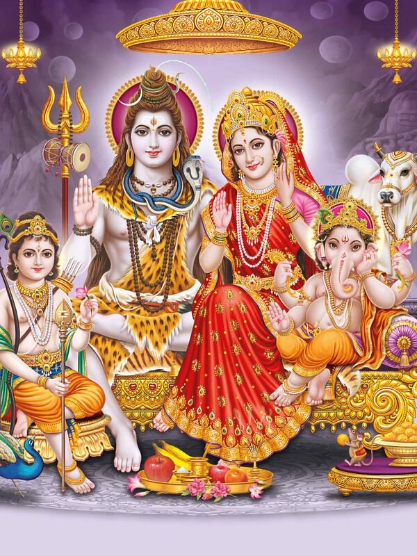 Shiv Parivar HD Photo with Colourful Background – Ultra HD God Image (8K)