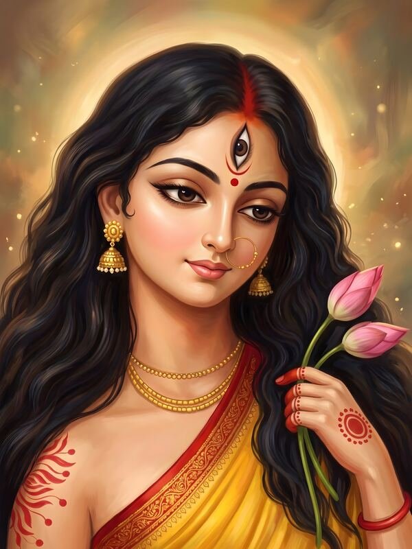 Devi with Pink Lotus – Ultra HD Devotional Art