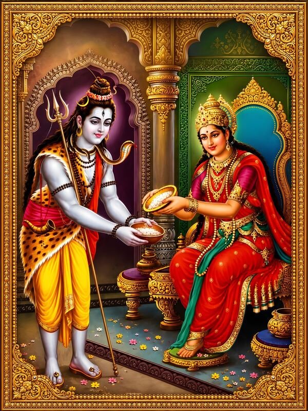 Maa Annapurna Serving Lord Shiva – Ultra HD God Photo