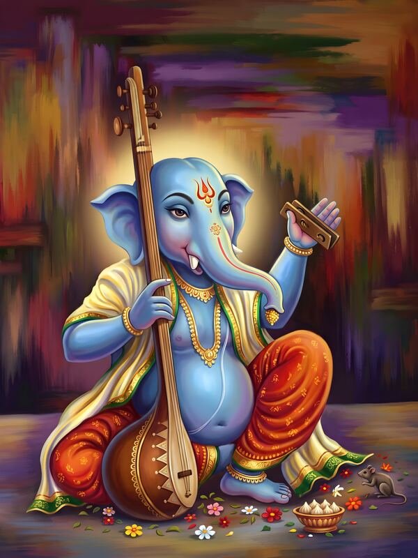 Lord Ganesh Playing Veena – Ultra HD God Photo