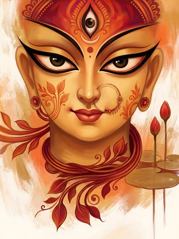 Maa Durga Face Modern Art – Ultra HD God Photo