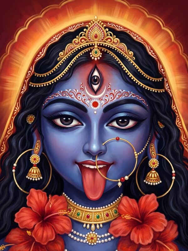 Maa Kali with Third Eye and Hibiscus – Ultra HD God Photo
