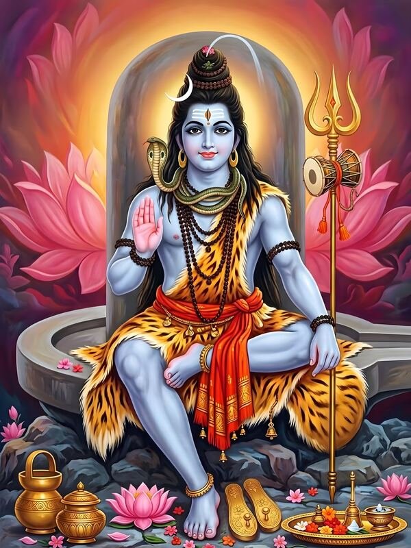 Mahadev Seated with Trishul and Shivling – Ultra HD God Photo