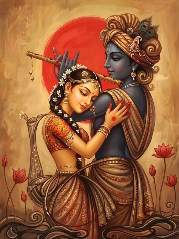 Radha Krishna Embrace Modern Art – Ultra HD God Photo