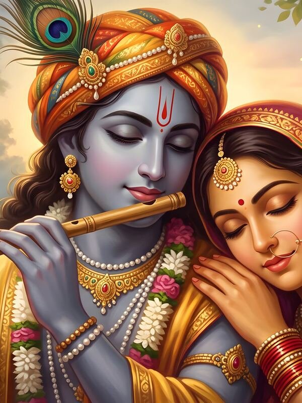 Radha Krishna with Flute – Ultra HD God Photo (Landscape)