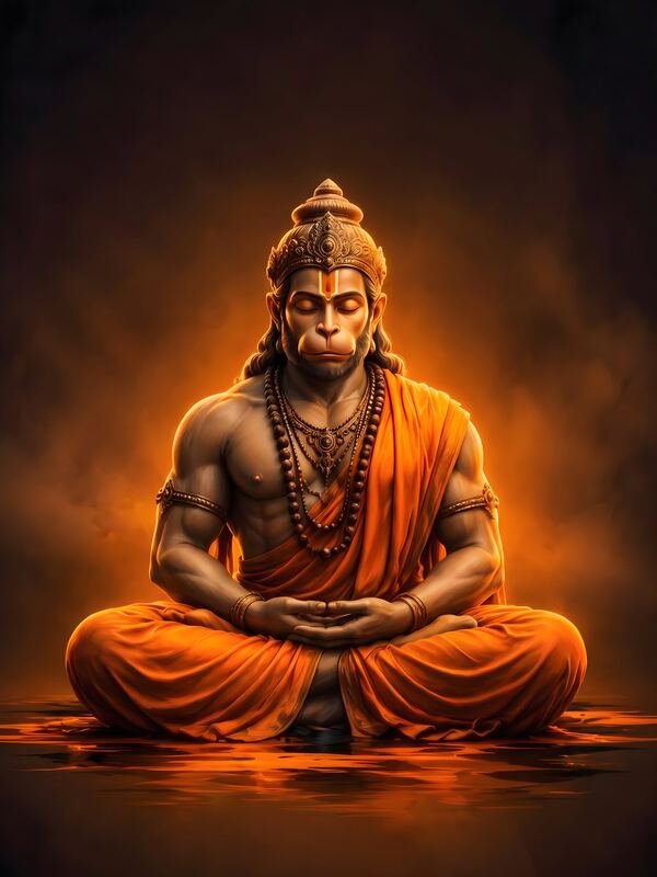 Lord Hanuman Meditating at Sunset – Ultra HD God Photo