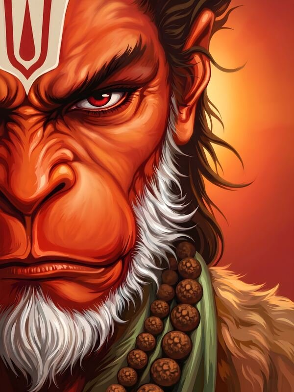 Lord Hanuman Fierce Face Close-Up – Ultra HD God Photo