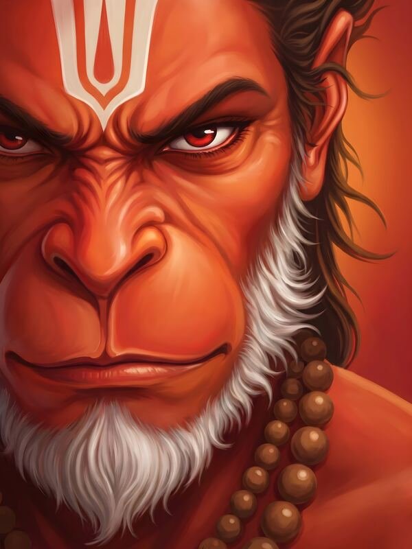 Lord Hanuman Fierce Face Portrait – Ultra HD God Photo