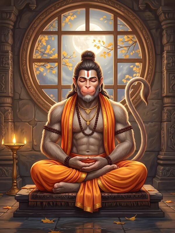 Lord Hanuman Meditating in Temple – Ultra HD God Photo