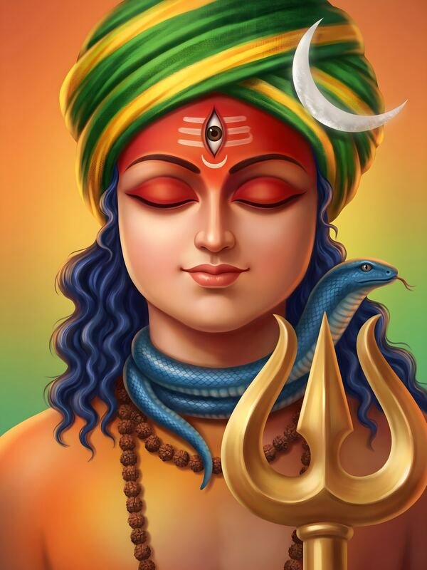 Lord Shiva with Striped Turban and Trishul – Ultra HD God Photo